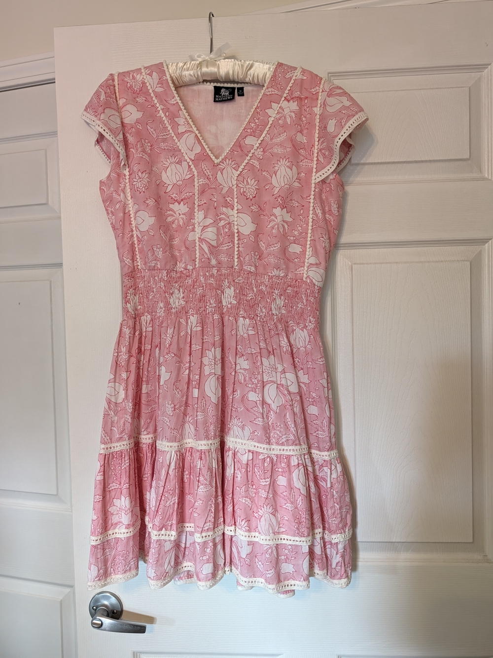 Floral Pink Tiered V-Neck Mini Dress